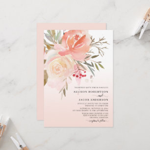 Invitation Mariage de fleurs rose pâle Aquarelle