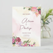 Invitation Mariage de fleurs rose rustique (Debout devant)