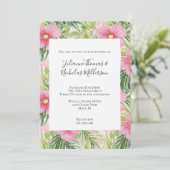 Invitation Mariage de fleurs rose tropicale (Debout devant)