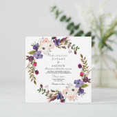 Invitation Mariage de fleurs rose violet botanique (Debout devant)
