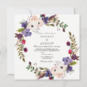 Invitation Mariage de fleurs rose violet botanique (Devant)