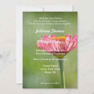 Invitation Mariage de fleurs rose Zinnia