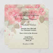 Invitation Mariage de fleurs roses (Devant / Derrière)