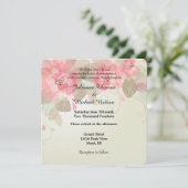 Invitation Mariage de fleurs roses (Debout devant)