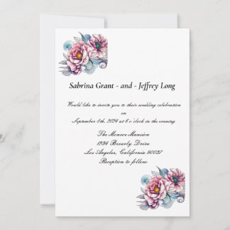 Invitation Mariage de fleurs roses