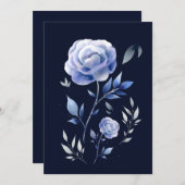 Invitation mariage de fleurs roses bleu poussiéreux (Devant / Derrière)