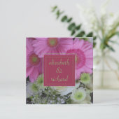Invitation Mariage de fleurs roses et de rose blanche (Debout devant)