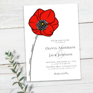 Invitation Mariage de fleurs rouges du pavot