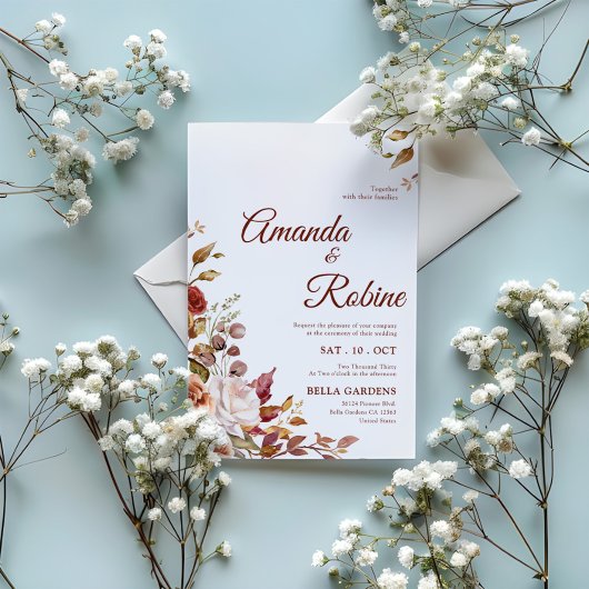 Invitation Mariage de fleurs rustique