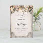 Invitation Mariage de fleurs rustiques de bois (Debout devant)