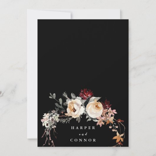 Invitation Mariage de fleurs rustiques de Bourgogne séchées n (Dos)