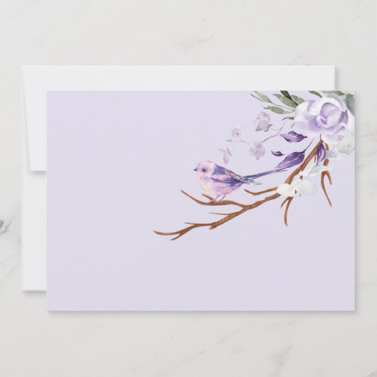 Invitation Mariage de fleurs rustiques violettes (Dos)
