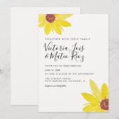 Invitation Mariage de fleurs sauvages de tournesol d'aquarell (Devant / Derrière)