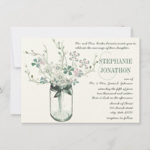 Invitation Mariage de fleurs sauvages Mint Blush Pink Mason J