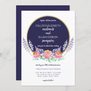 Invitation Mariage de fleurs sauvages rose Lilac