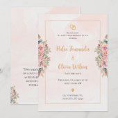 Invitation Mariage de fleurs simples roses (Devant / Derrière)