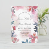 Invitation Mariage de fleurs transparentes bleu rose blanc pe (Debout devant)