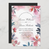 Invitation Mariage de fleurs transparentes bleu rose blanc pe (Devant / Derrière)