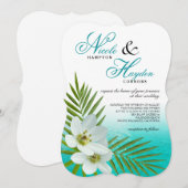 Invitation Mariage de fleurs tropicales de la plage d'Aloha (Devant / Derrière)