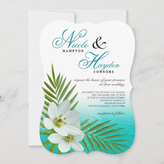 Invitation Mariage de fleurs tropicales de la plage d'Aloha (Devant)