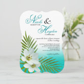 Invitation Mariage de fleurs tropicales de la plage d'Aloha (Debout devant)