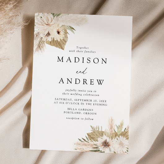 Invitation Mariage de fleurs tropicales neutres de Boho