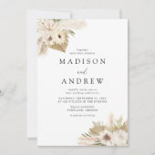 Invitation Mariage de fleurs tropicales neutres de Boho (Devant)