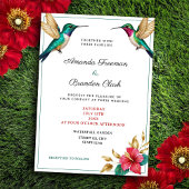 Invitation Mariage de fleurs tropicales rouges des colibris v