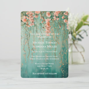 Invitation Mariage de fleurs Turquoises romantiques