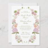 Invitation Mariage de fleurs vert rose (Devant)