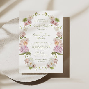 Invitation Mariage de fleurs vert rose