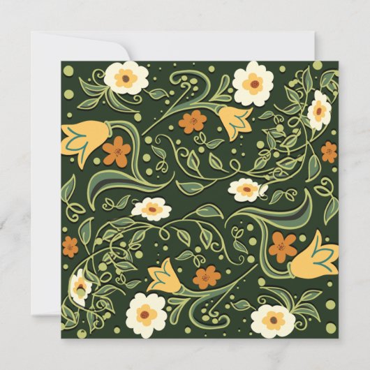 Invitation Mariage de fleurs vertes (Dos)