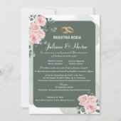 Invitation Mariage de fleurs vertes (Devant)