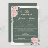 Invitation Mariage de fleurs vertes (Devant / Derrière)