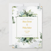 Invitation Mariage de fleurs vertes (Devant)