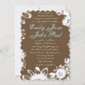 Invitation Mariage de fleurs Vintages Brown Rustique (Devant)