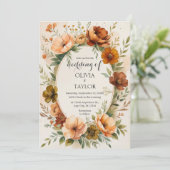 Invitation Mariage de fleurs Vintages chaudes (Debout devant)