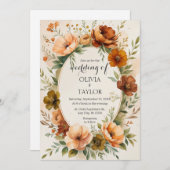 Invitation Mariage de fleurs Vintages chaudes (Devant / Derrière)