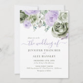 Invitation Mariage de fleurs violet vert (Devant)