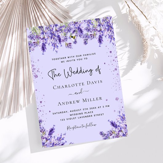 Invitation Mariage de fleurs violettes de lavande
