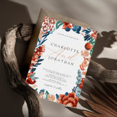 Invitation Mariage de fleurs vives de Boho orange brûlé