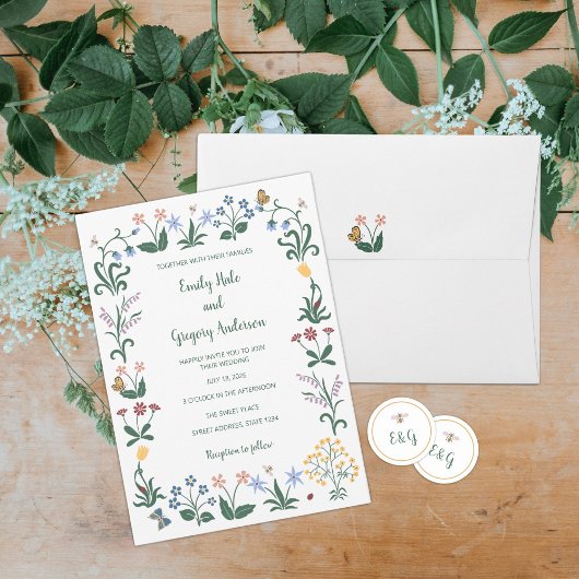Invitation Mariage de fleurs Whimsical colorées