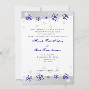 Invitation Mariage de flocon blanc gris bleu argenté