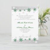 Invitation Mariage de flocon blanc gris vert argenté (Debout devant)