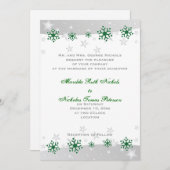 Invitation Mariage de flocon blanc gris vert argenté (Devant / Derrière)