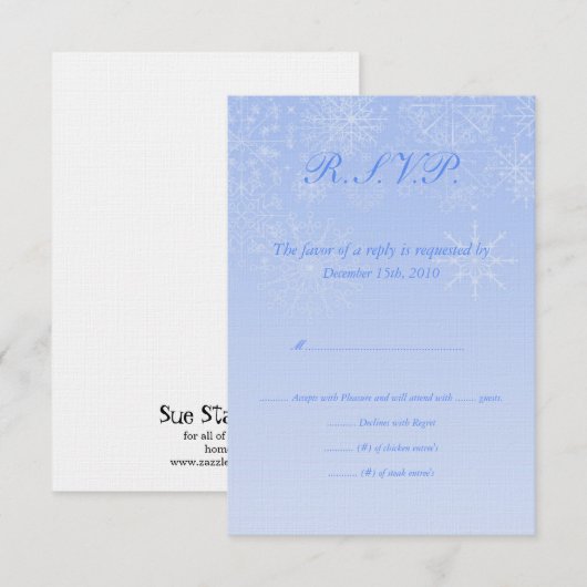 Invitation Mariage de flocon de neige RSVP (Devant / Derrière)