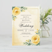 Invitation Mariage de floraison botanique en or (Debout devant)