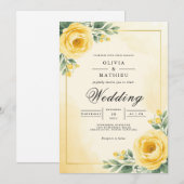 Invitation Mariage de floraison botanique en or (Devant / Derrière)