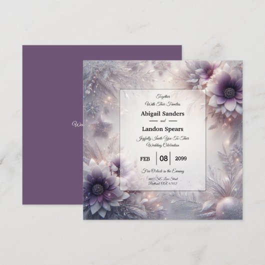 Invitation Mariage de floraison hivernale d'Améthyste d'argen (Devant / Derrière)