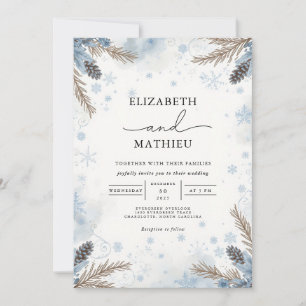 Invitation Mariage de floraison hivernale de pin congelé